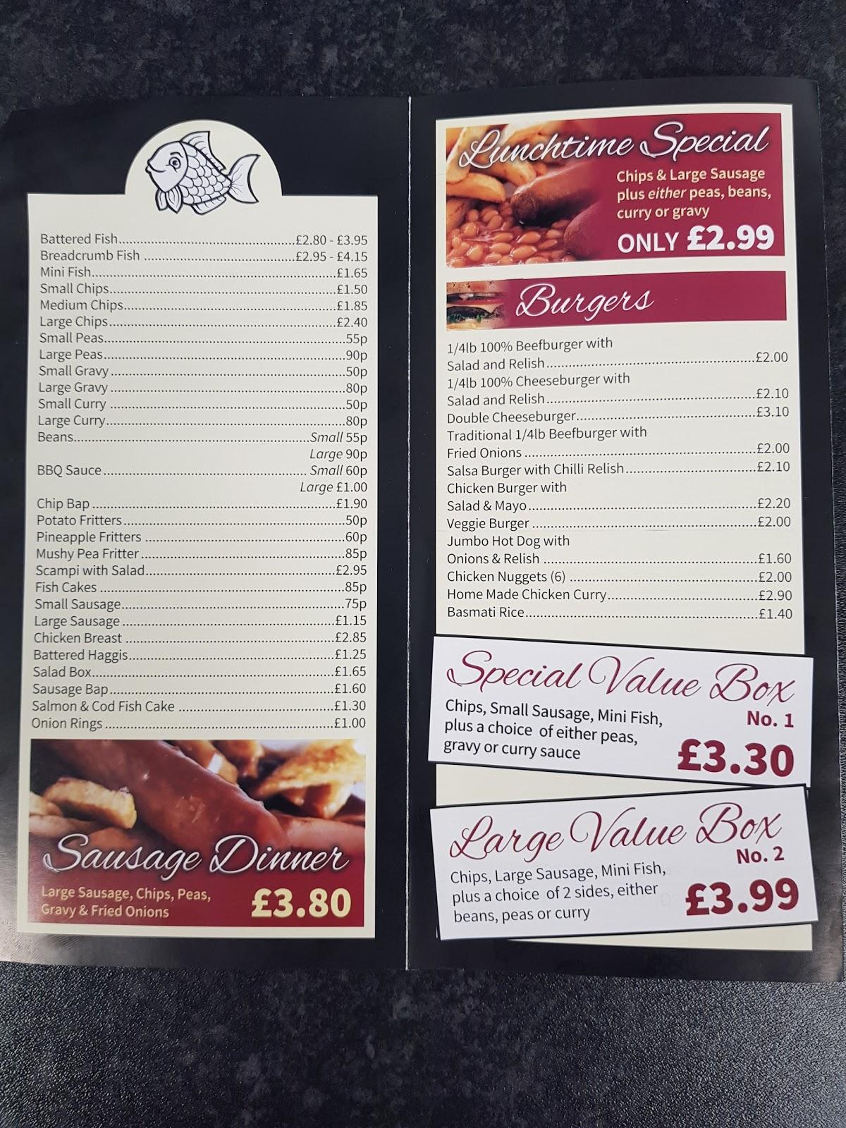 Menu at Lower Heath Chip Shop restaurant, Congleton