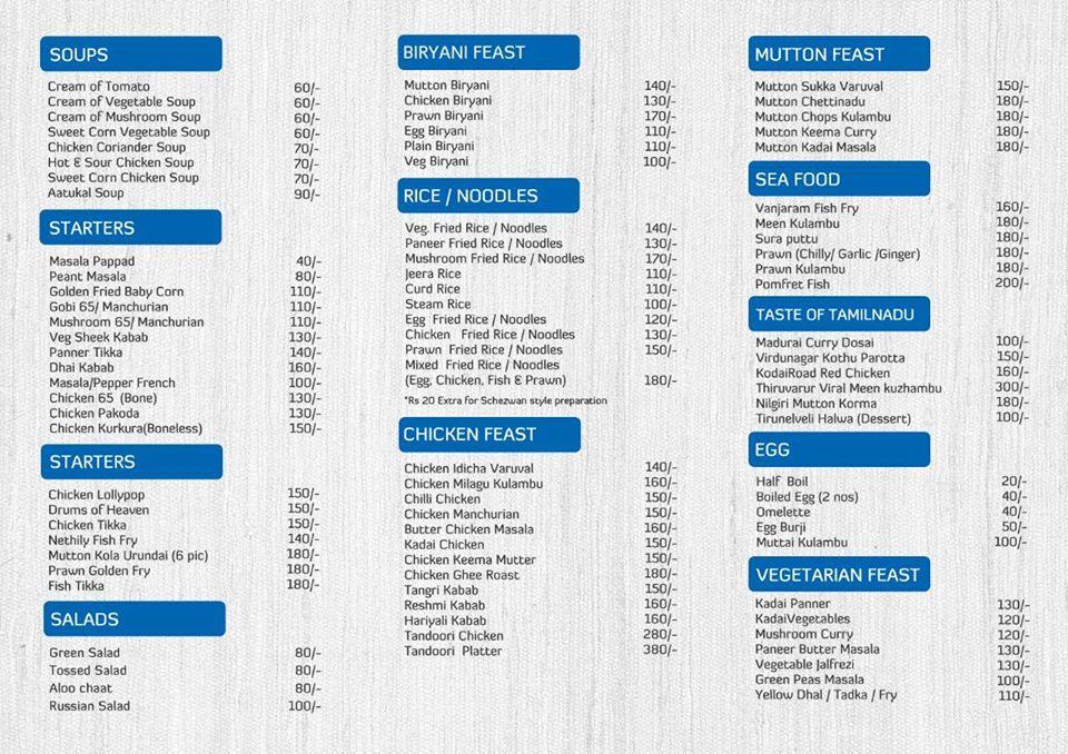 Menu at Rkn Hotel Rooms and Multi Cuisine Pondicherry, Puducherry