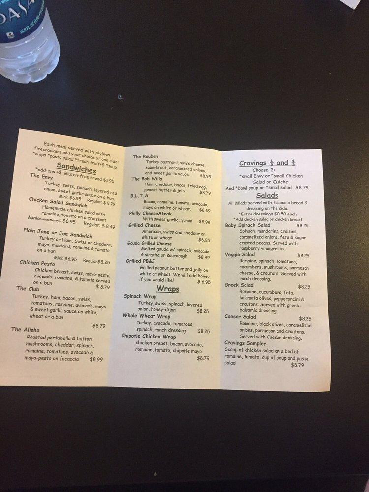 Menu at Cravings cafe, New Braunfels