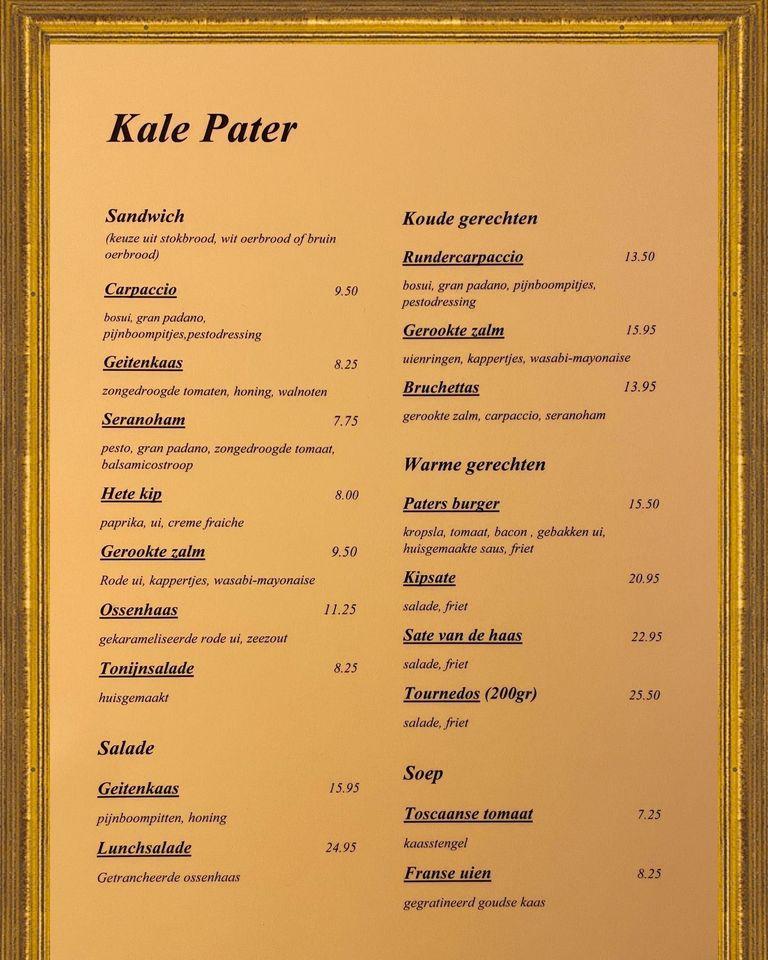 Speisekarte von De Kale Pater Haarlem, Haarlem