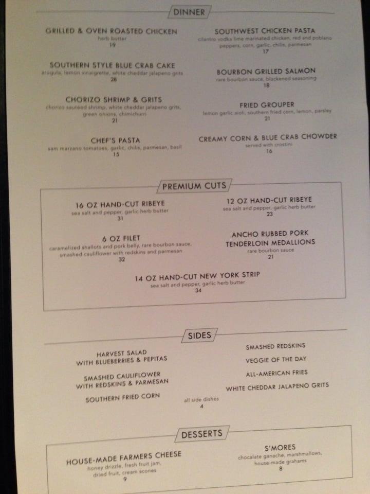 Menu at RARE Chop House pub & bar, Mount Vernon