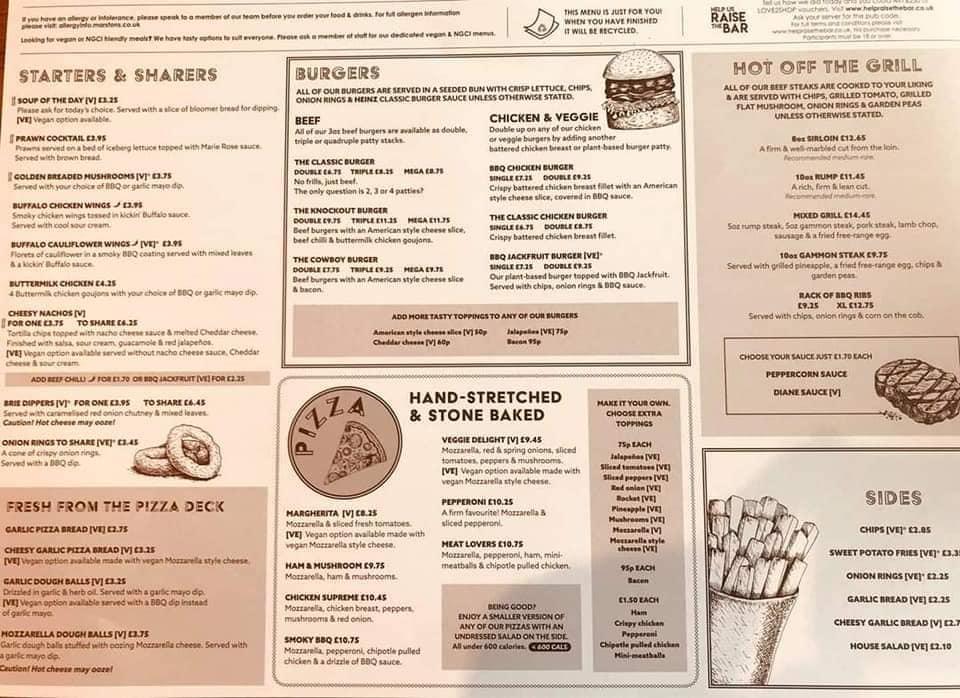 Menu at Whistling Wren pub & bar, Leigh