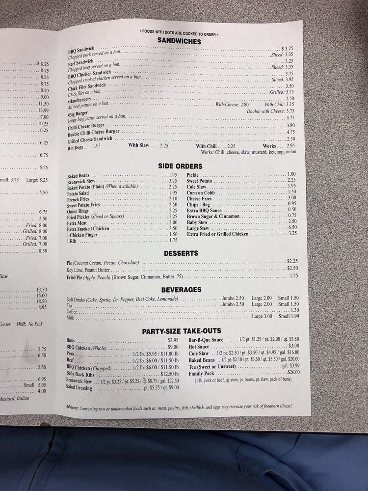 Menu at Collett Country Store and Johnny's BBQ, Powder Springs