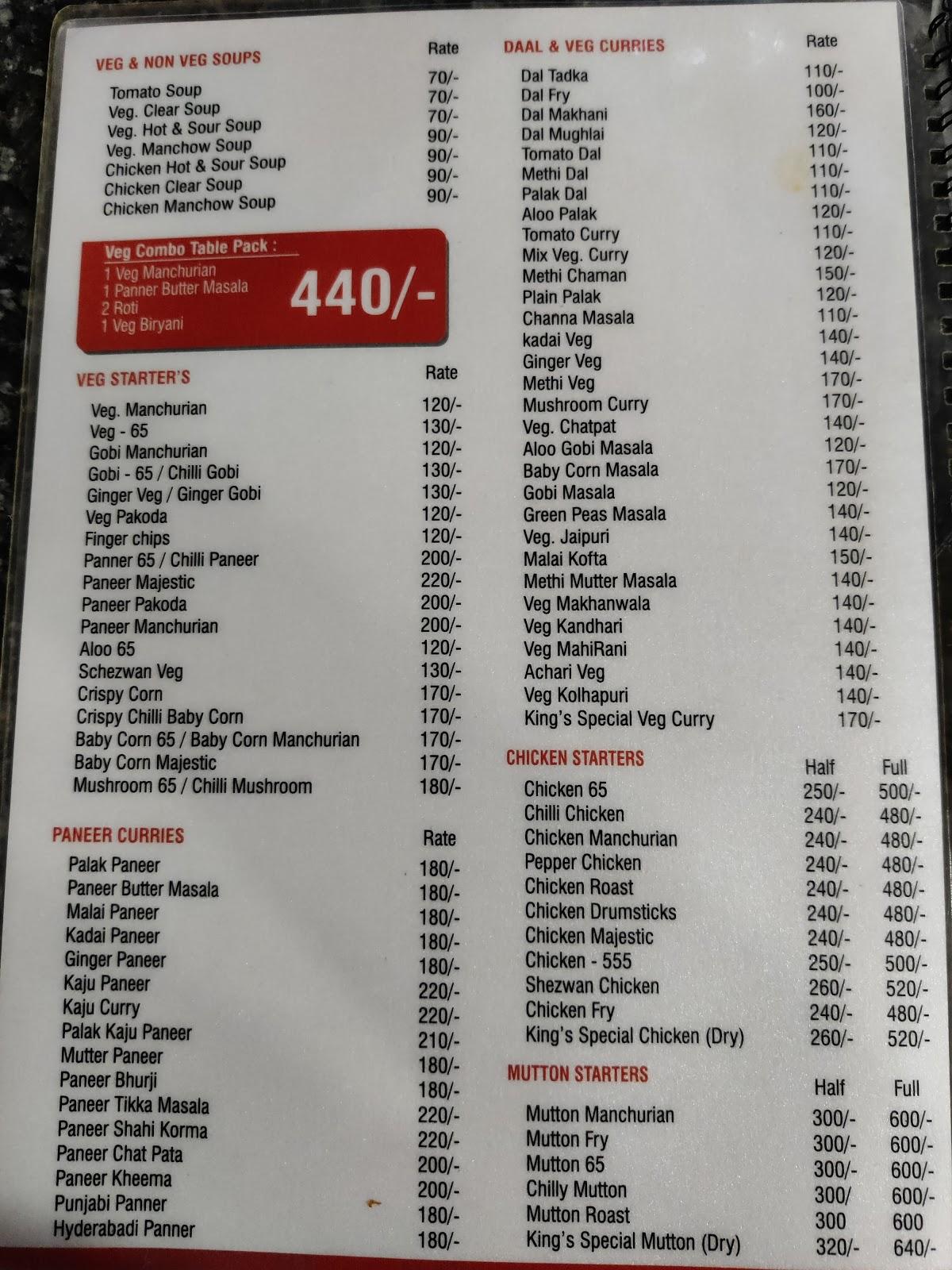 Gujarati Dhaba Menu Card