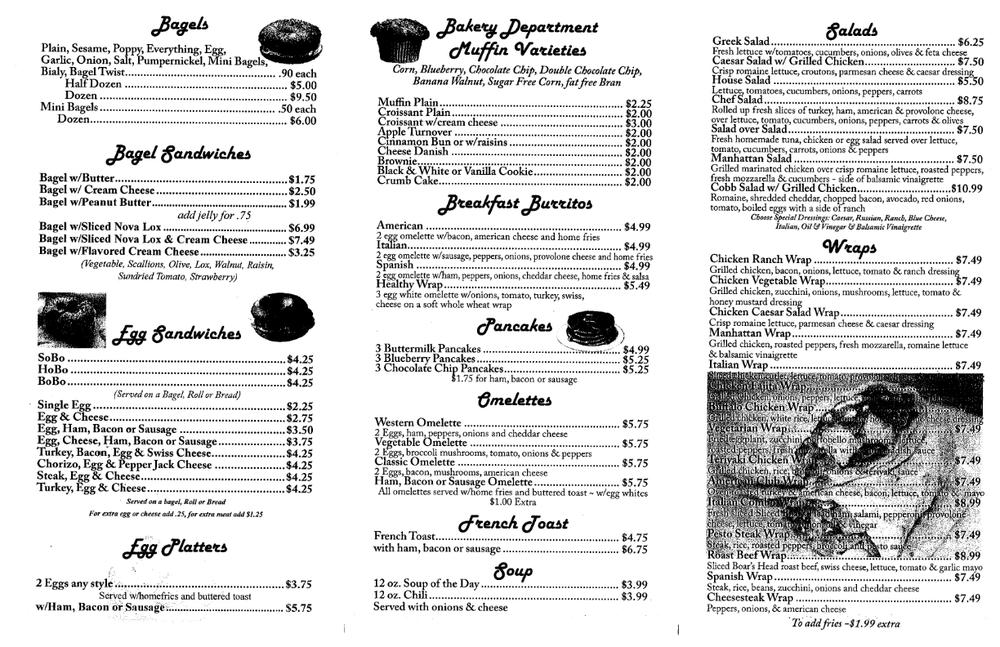 Menu at Gino's Bagels restaurant, Orangeburg, 331 Route 303