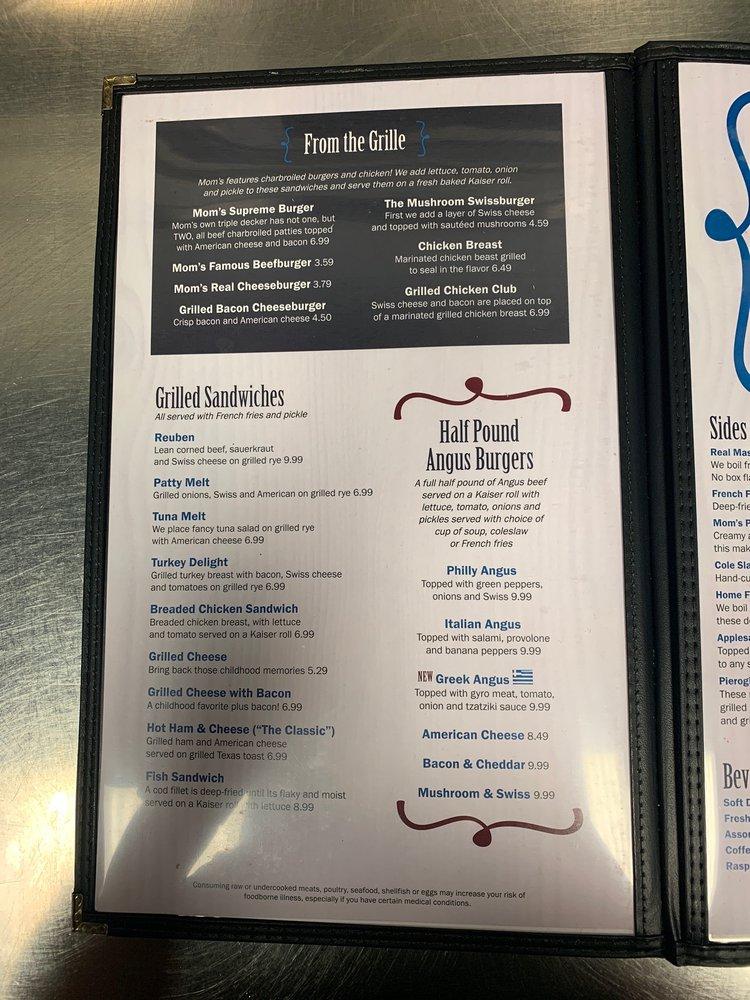Menu at Mom's Deli & Grille restaurant, North Royalton, York Rd