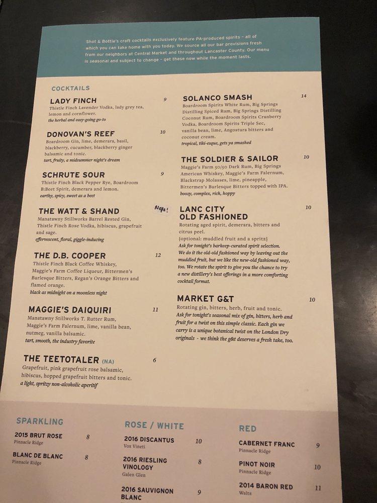 Menu at Shot & Bottle pub & bar, Lancaster