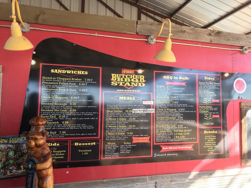 Menu At The Butcher Bbq Stand Wellston Ok