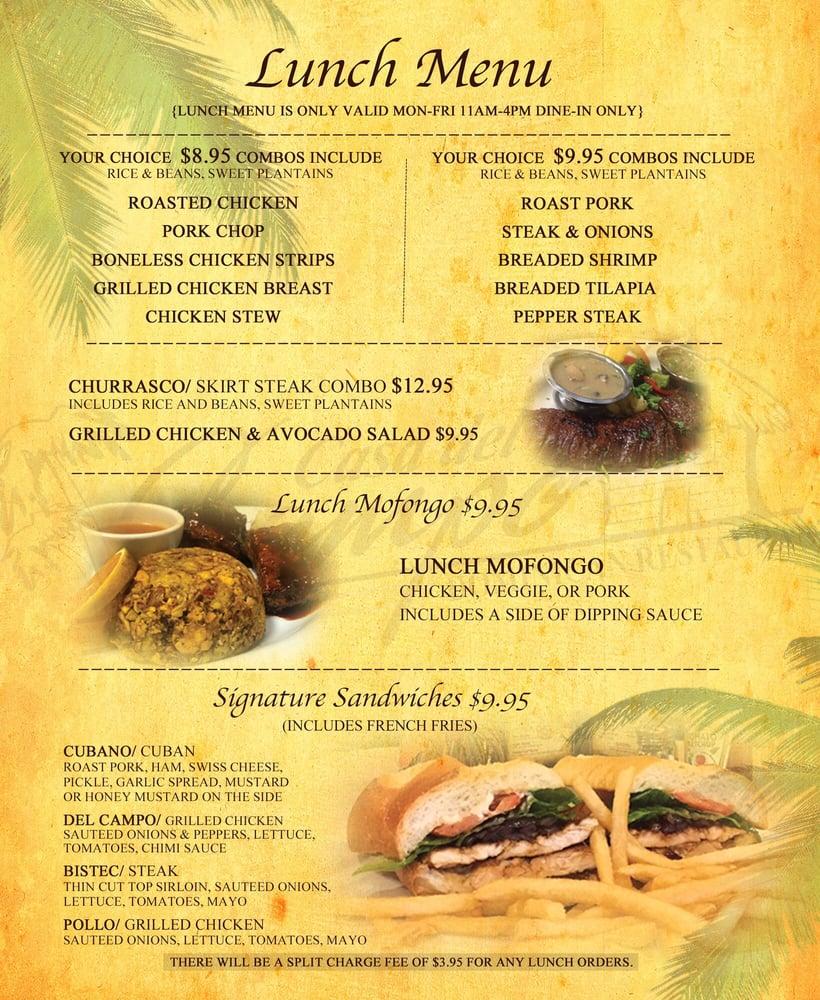 Menu at Casa del Campo restaurant, North Babylon