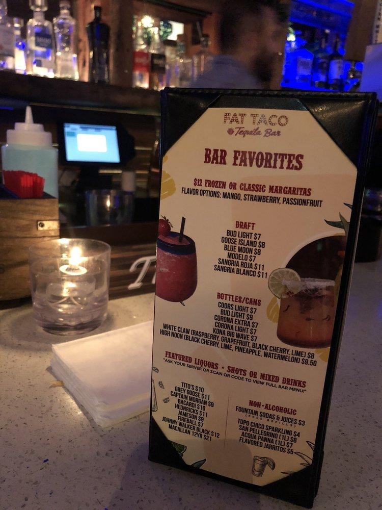 Menu at FAT TACO TEQUILA BAR Hoboken, Hoboken, 32 Newark St.