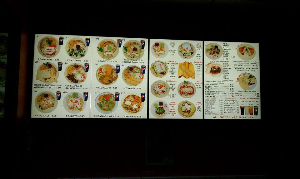 Menu at Los Jalapeños restaurant, Rancho Cucamonga, Arrow Route C