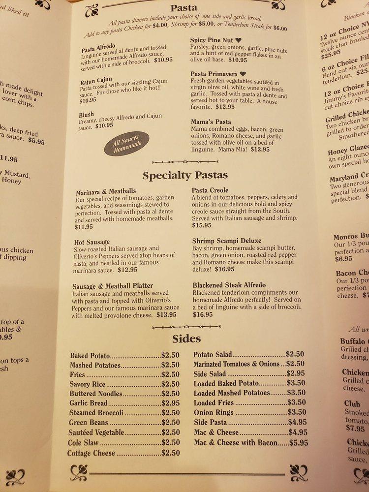 Menu at Monroe's steakhouse, Kingwood