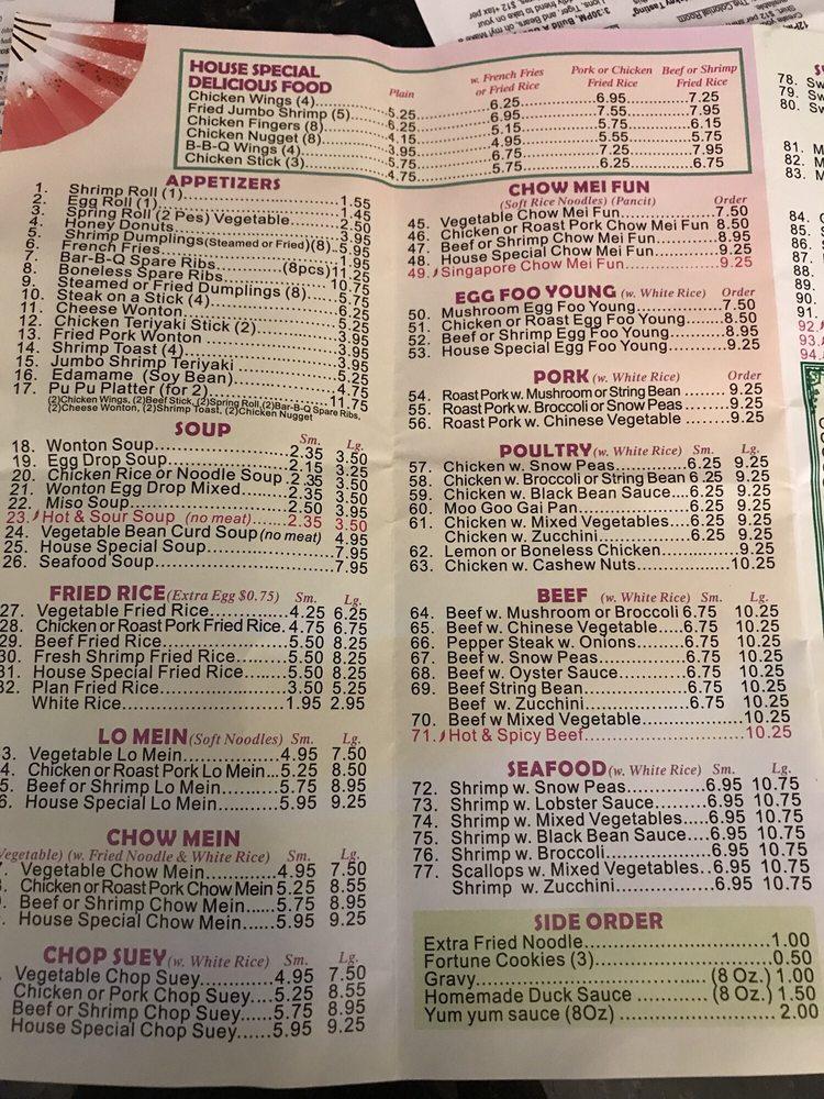 Menu at Golden China Chinese and Japanese Restaurant, Williamsburg
