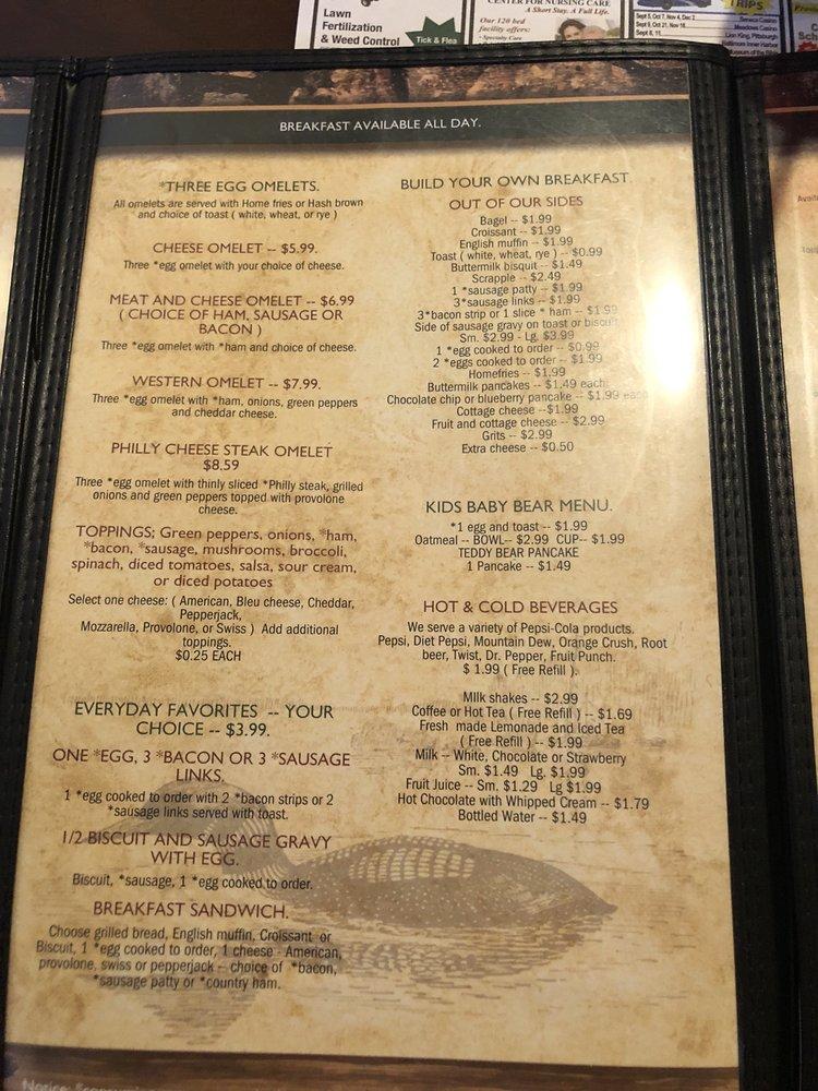 Menu at Ginger's Family Restaurant, Coalport