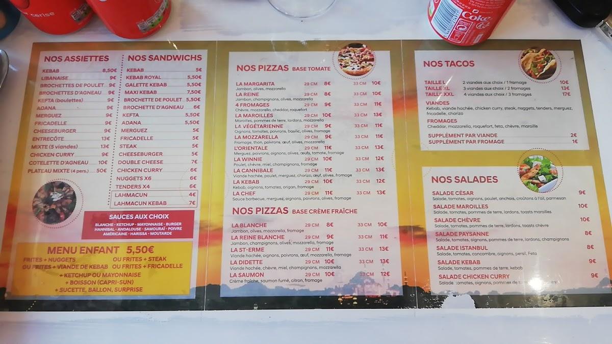 Menu au Aux saveurs d'istanbul restaurant, SaintErmeOutreetRamecourt