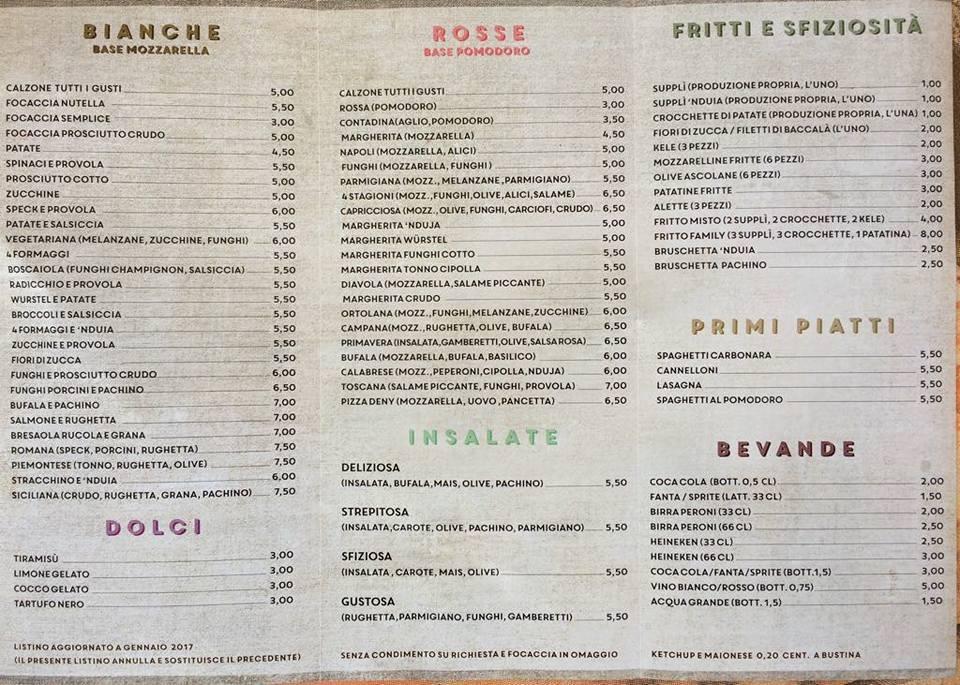 Menu di Deny Pizza 