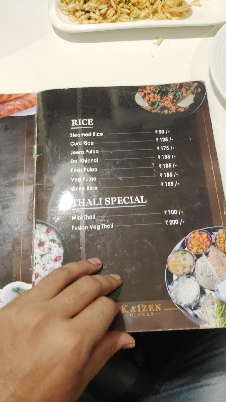Menu at Kaizen Diners ( Vegetarian Restaurant ), Thrissur