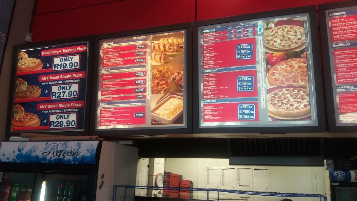 Menu at Roman's Pizza Zevenwacht restaurant, Cape Town, Cnr Jan van Riebeek