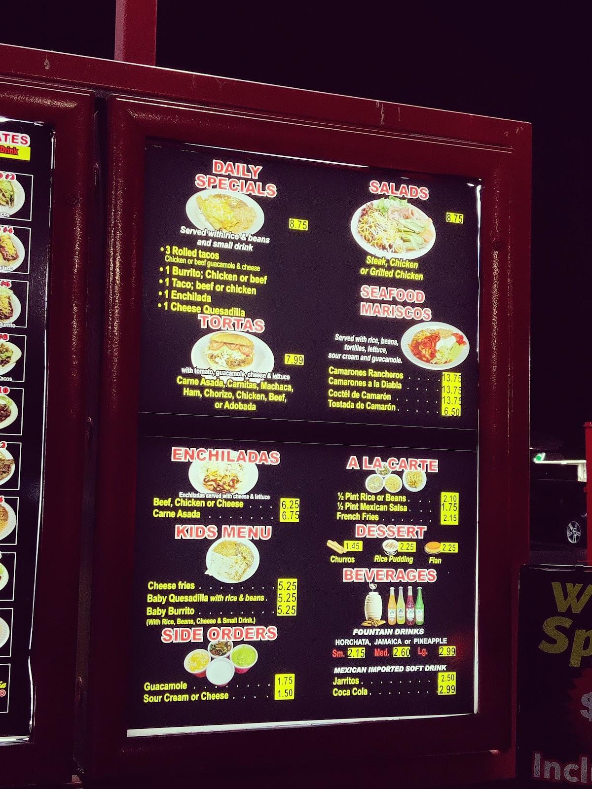 Menu at California Burrito restaurant, Fairfield