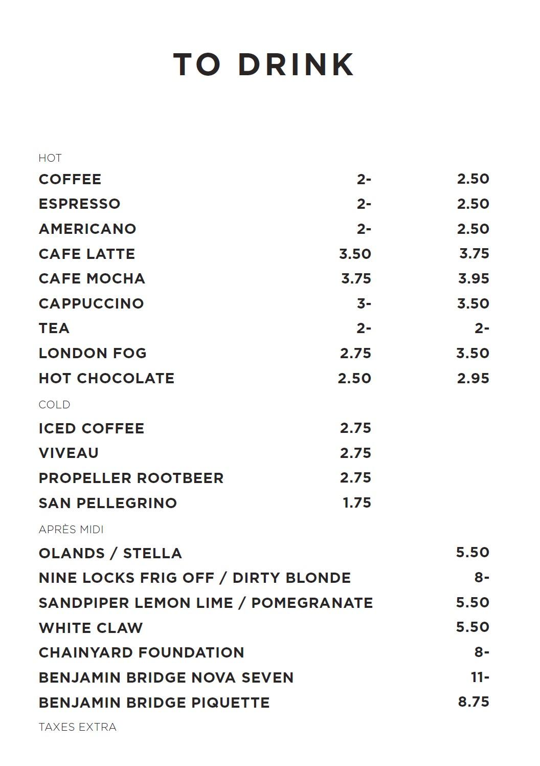 Menu at Sidekick Cafe, Halifax