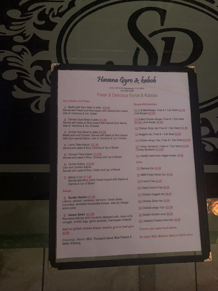 Menu at The Palace Hookah Lounge pub & bar, Sacramento, J St 120