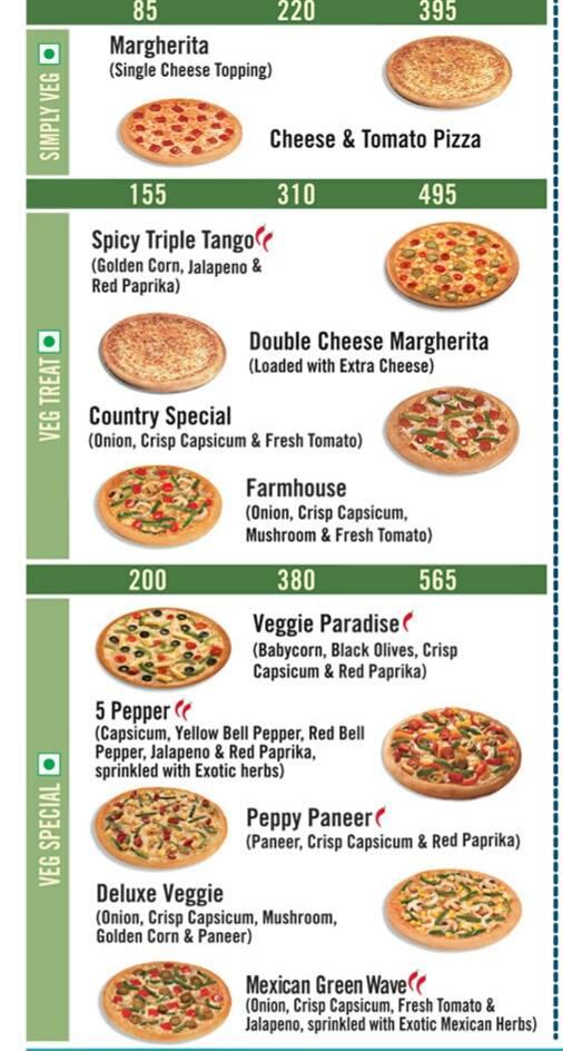 Menu at Anna Domino's, Jaipur