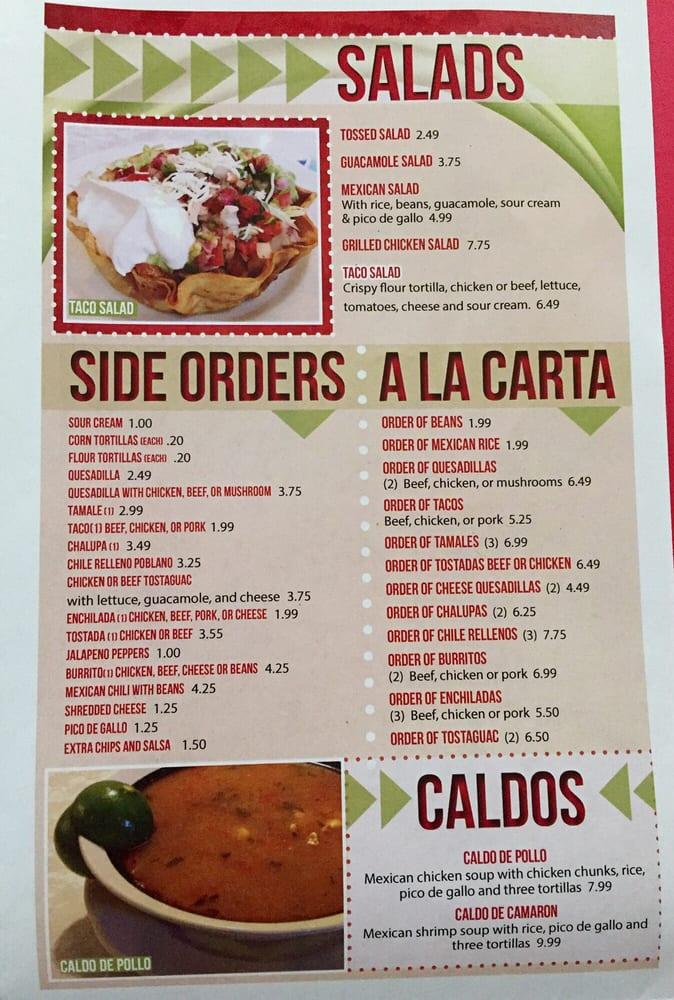 Menu at El Nopal restaurant, Trenton