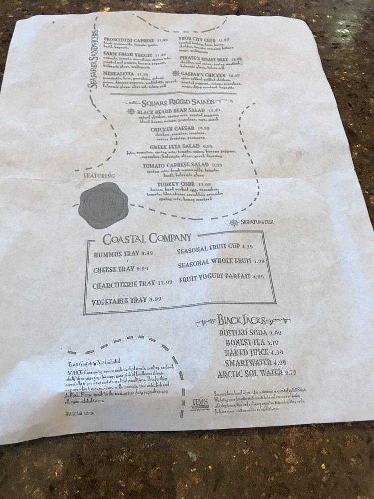 Menu at The Gasparilla Bar, Tampa