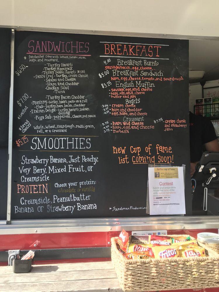 Menu at The Hot Box restaurant, Beale Air Force Base