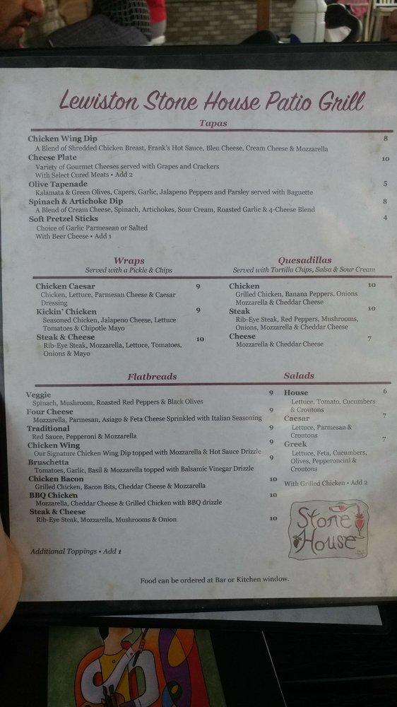 Menu at The Lewiston Stone House pub & bar, Lewiston