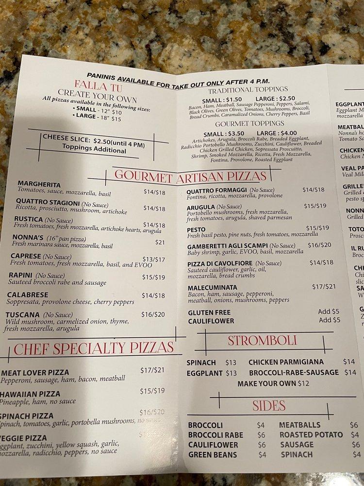 Menu at Trattoria Nonna Italian Restaurant Boca Raton, Boca Raton