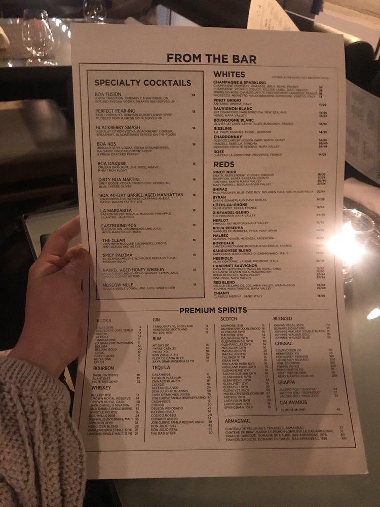 Boa steakhouse deals menu