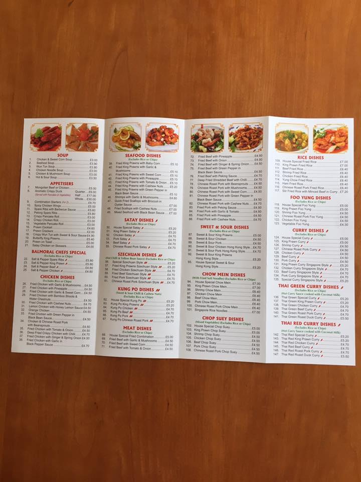 Menu at Balmoral Fish & Chip Bar, Blairgowrie
