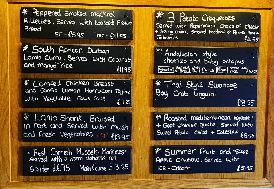 Menu at Black Swan Inn pub & bar, Swanage