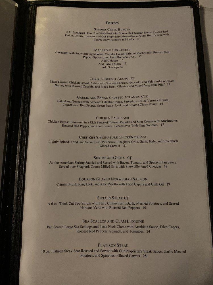 Menu at Zoe restaurant, Athens, 24 1/2 E State St
