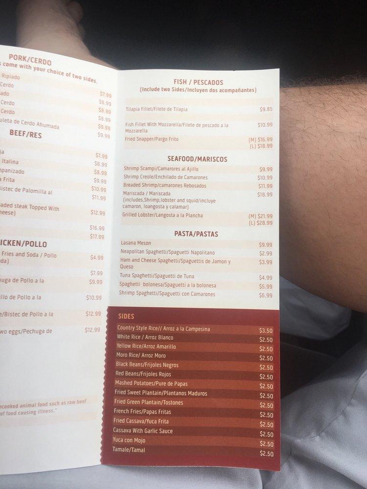 Menu at Meson Camagueyano cuban restaurant, Cape Coral