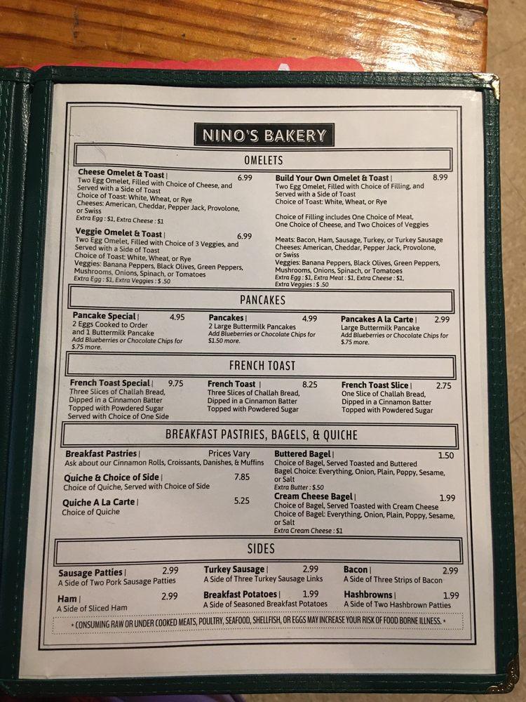 Menu at Nino's Bakery & Restaurant, Punta Gorda