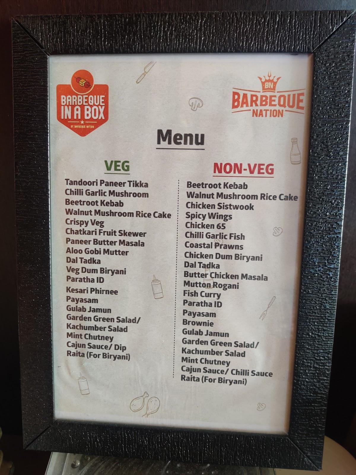 Menu at Barbeque Nation Kochi, Kochi