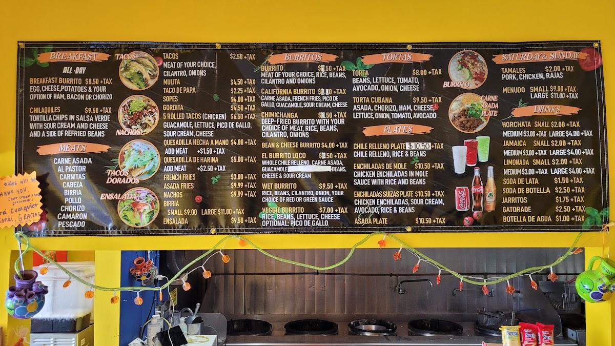 Carta del restaurante El Burrito Lokochon, Lynwood