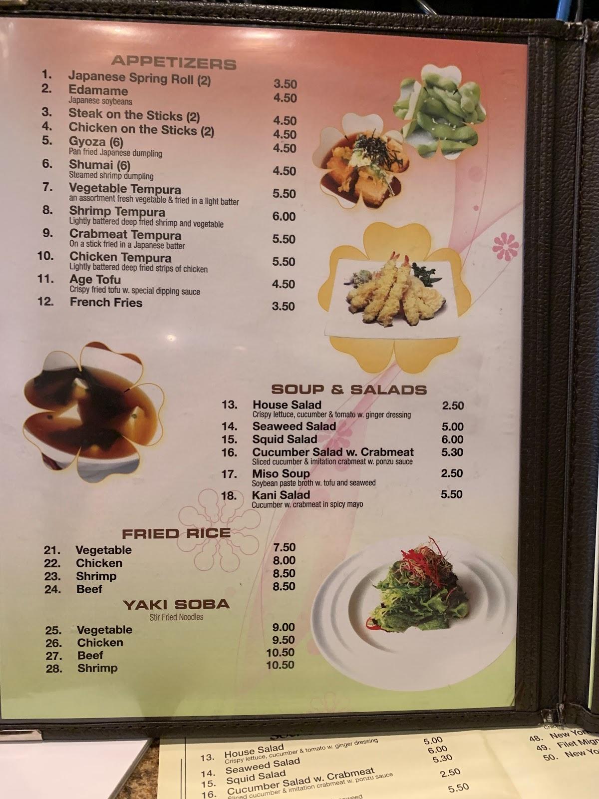 Menu at Kobe Japanese Cuisine restaurant, Millington