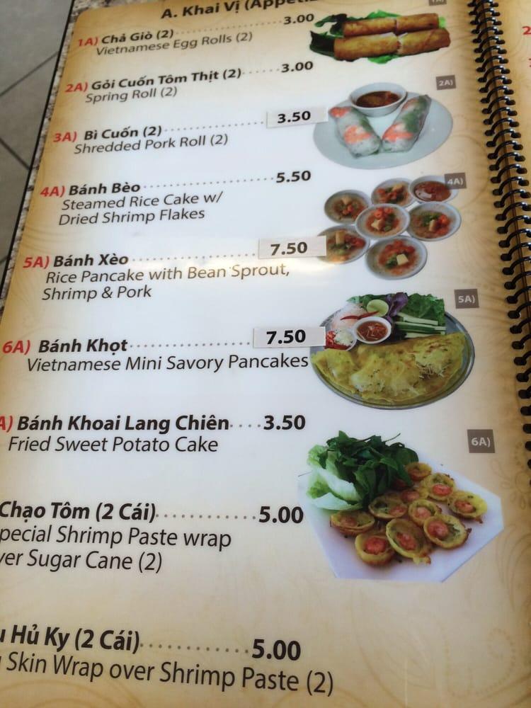 Menu at Banh Cuon Hoa #2 restaurant, Houston, Beechnut St