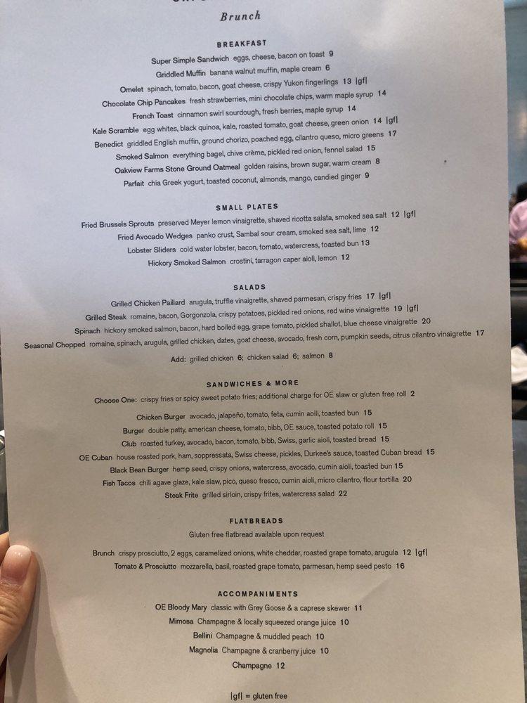Menu at Oxford Exchange restaurant, Tampa