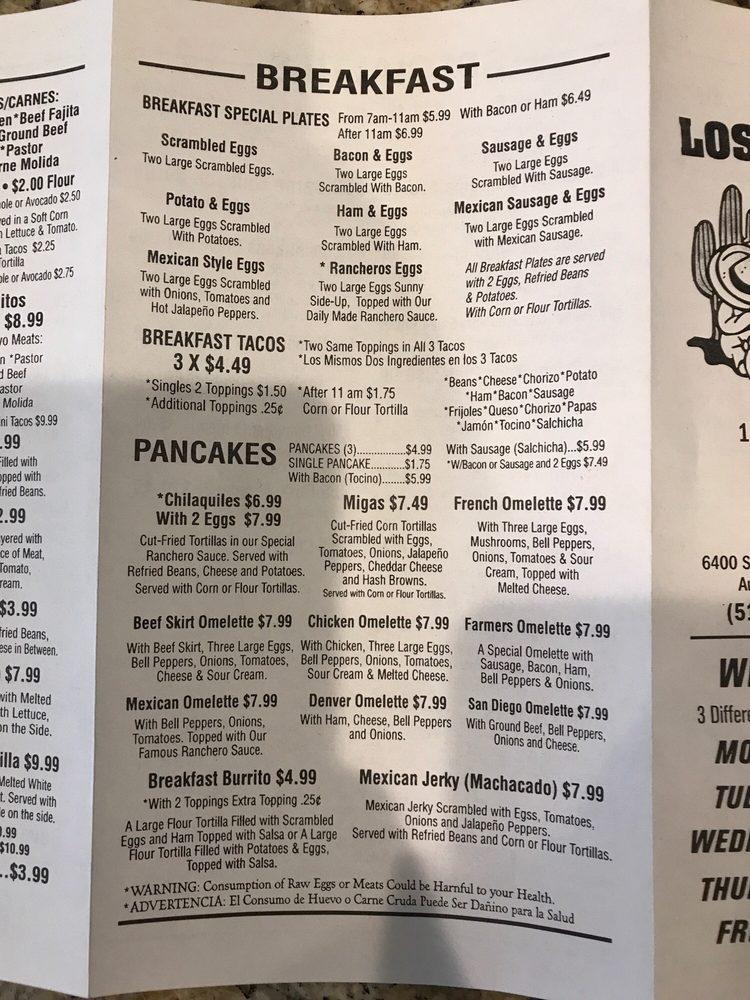 Menu at Taqueria Jaliscienses restaurant, Kyle