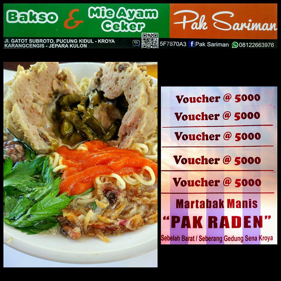 Menu at Bakso & Mie Ayam Ceker PAK SARIMAN restaurant, Kroya