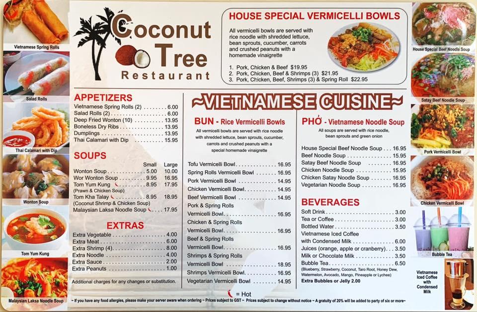 Menu at Coconut Tree Restaurant Ltd, Edson