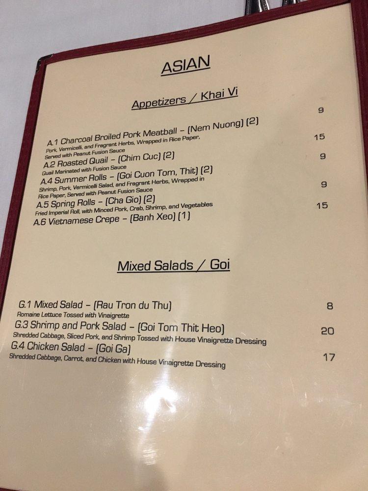 Menu at Eurasia Restaurant, Naples