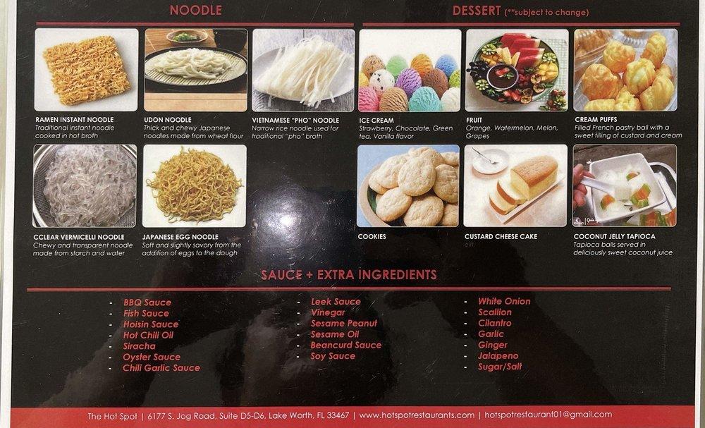 Menu at Hot Pot Restaurant, Lake Worth Corridor