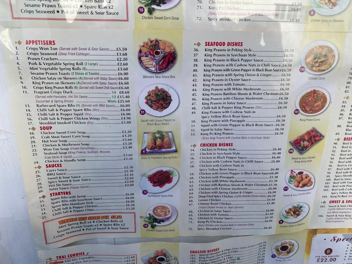 Menu at Linton winners takeaway fast food, Linton
