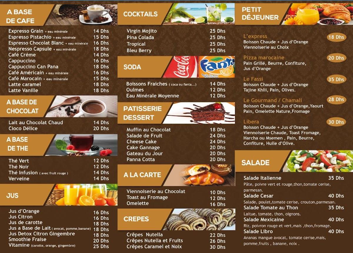 Menu de LIBERA CAFE ET RESTAURENT