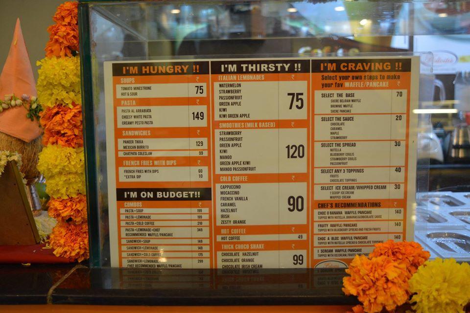 Menu at Coffee shop, Hyderabad, Lakdikapul rd